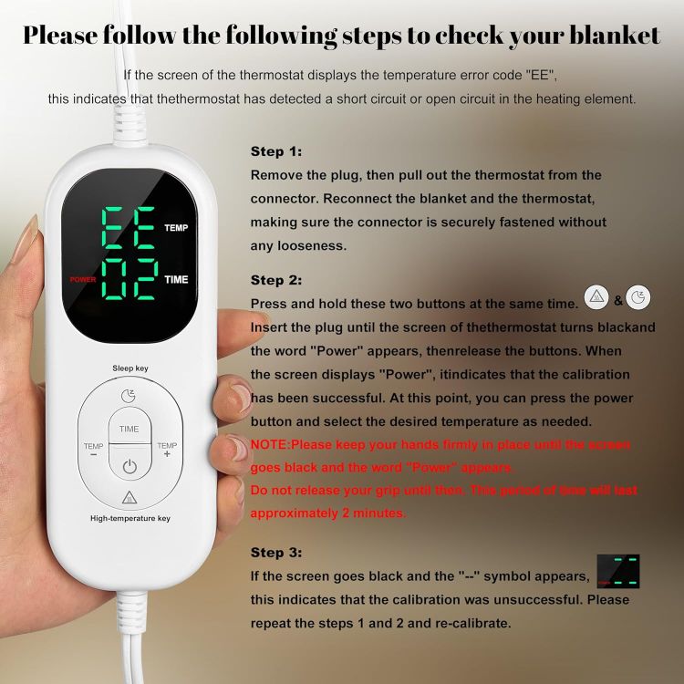 EE error on the electric blanket